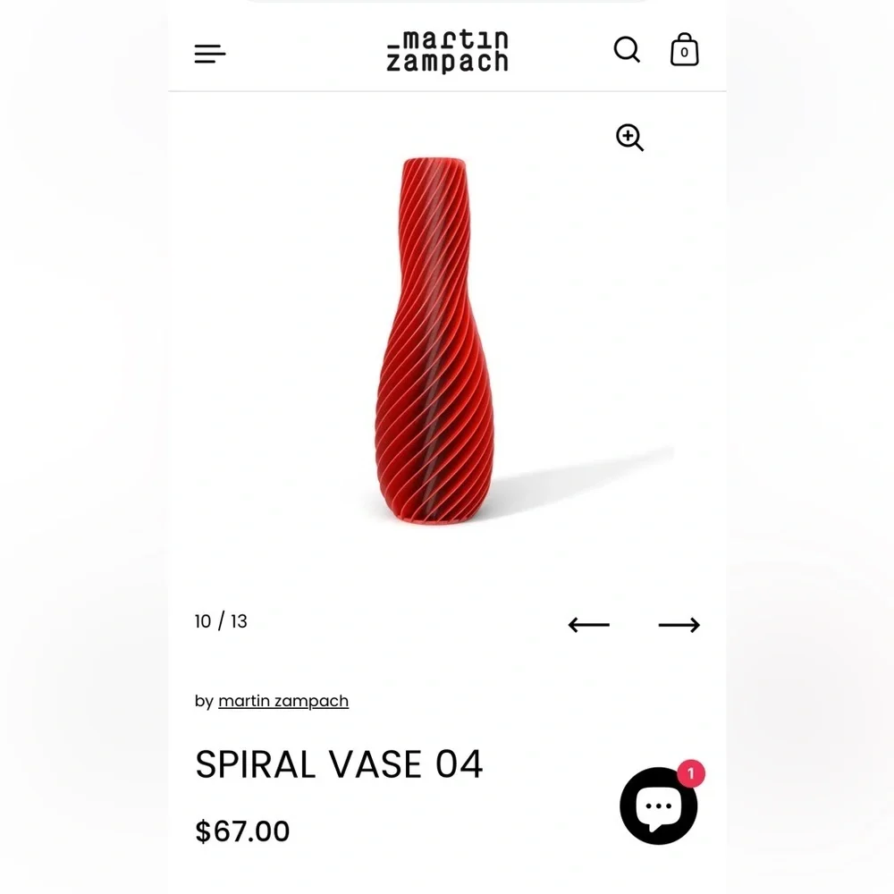 Martin Zampach Stamped Red Spiral Vase. *Small Flaw* Modern | Contemporary 2014